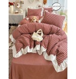 3-Piece Plaid Floral Bedding Set - All-Season Duvet Cover & Pillowcases