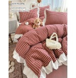 3-Piece Plaid Floral Bedding Set - All-Season Duvet Cover & Pillowcases