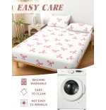 Pink Bowknot Fitted Sheet - Anti-Pilling Mattress Protector