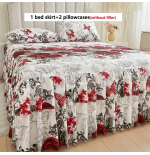3-Piece Floral Bed Skirt Set with Pillowcases - All Seasons