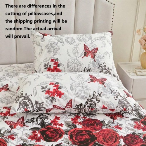 3-Piece Floral Bed Skirt Set with Pillowcases - All Seasons