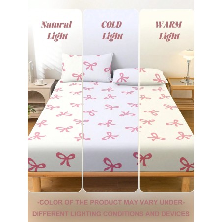 Pink Bowknot Fitted Sheet - Anti-Pilling Mattress Protector