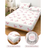 Pink Bowknot Fitted Sheet - Anti-Pilling Mattress Protector