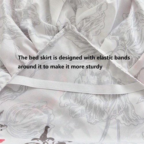 3-Piece Floral Bed Skirt Set with Pillowcases - All Seasons