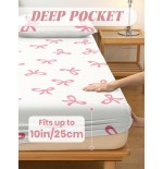 Pink Bowknot Fitted Sheet - Anti-Pilling Mattress Protector