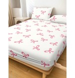 Pink Bowknot Fitted Sheet - Anti-Pilling Mattress Protector