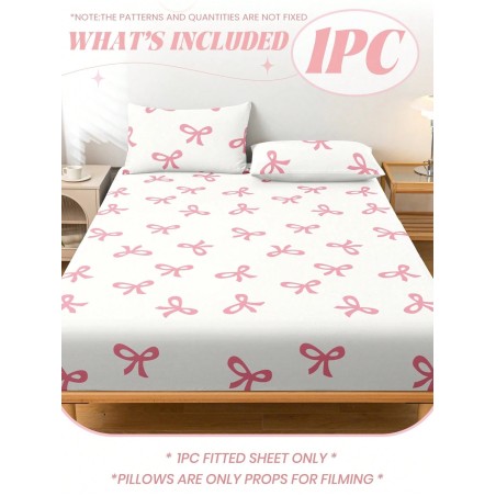 Pink Bowknot Fitted Sheet - Anti-Pilling Mattress Protector