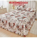 3-Piece Floral Bed Skirt Set with Pillowcases - All Seasons