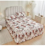 3-Piece Floral Bed Skirt Set with Pillowcases - All Seasons