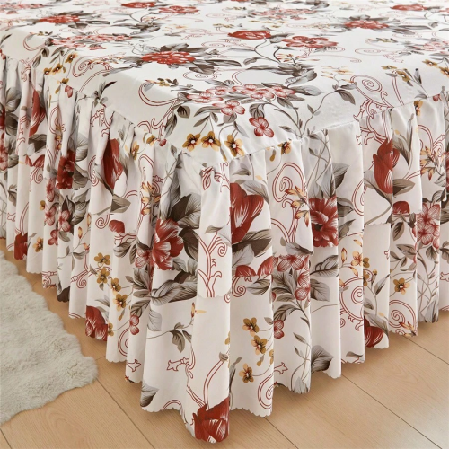 3-Piece Floral Bed Skirt Set with Pillowcases - All Seasons