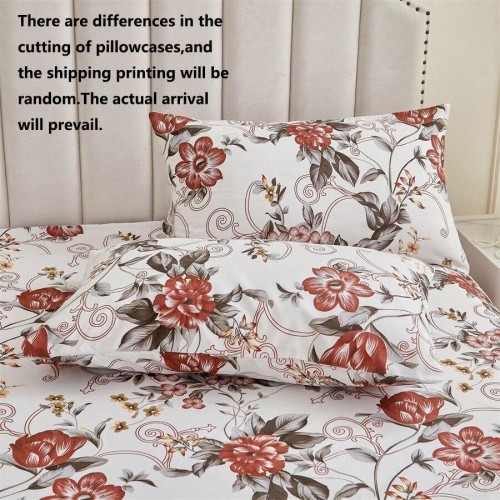 3-Piece Floral Bed Skirt Set with Pillowcases - All Seasons