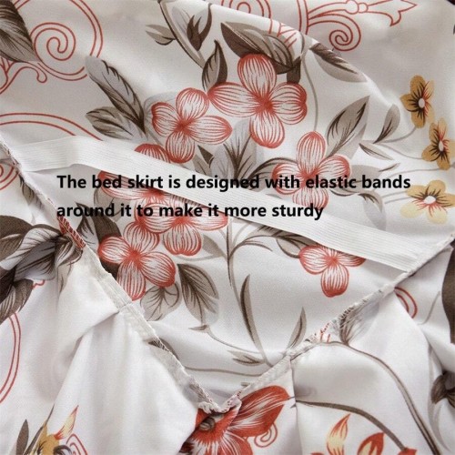 3-Piece Floral Bed Skirt Set with Pillowcases - All Seasons