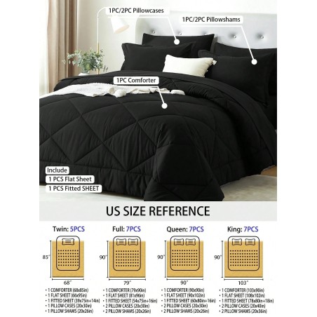 Queen 7-Pc Bed in a Bag Comforter Set - Geometric Pattern Bedding