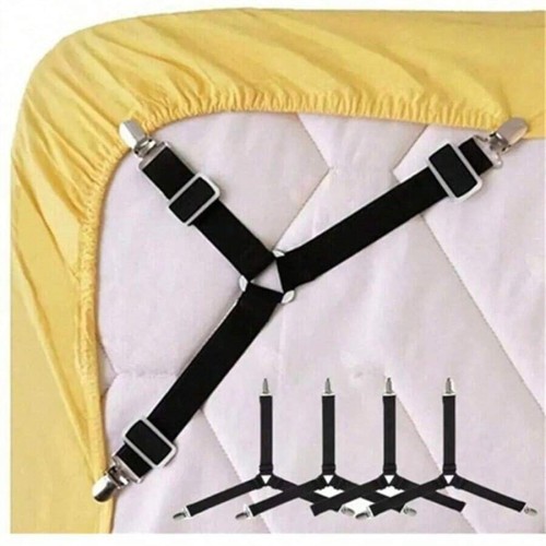 4-Pack Non-Slip Bed Sheet Clips - Adjustable Triangle Fasteners