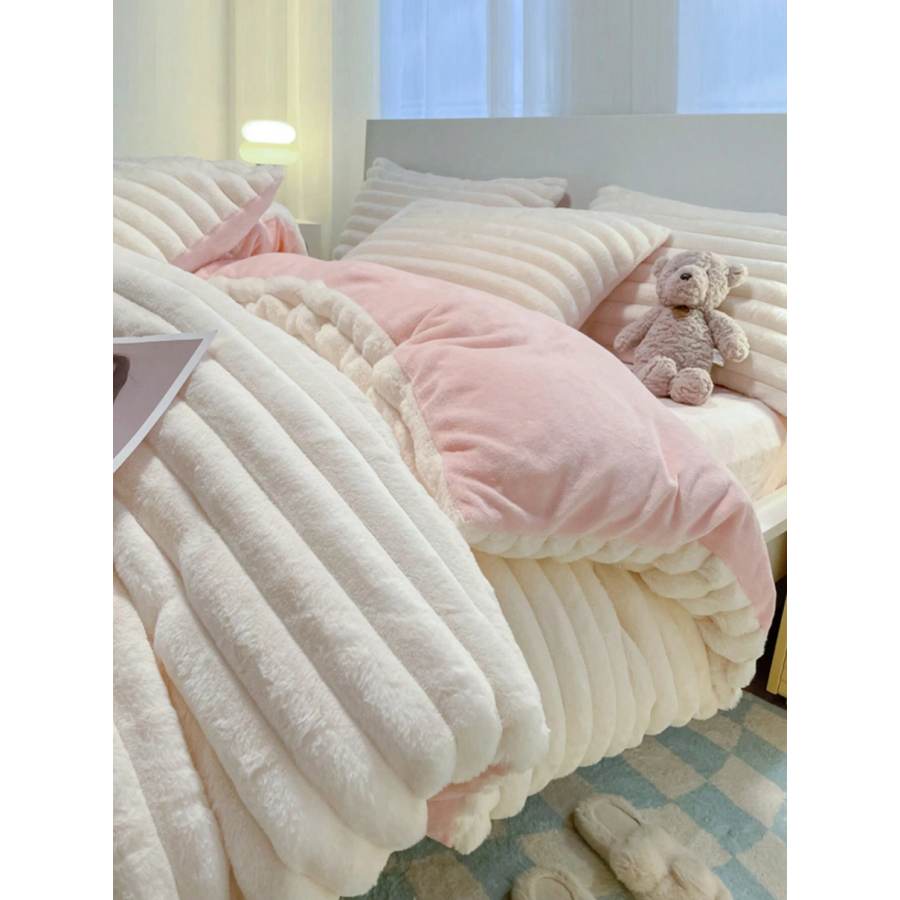 3-Piece Flannel Duvet Cover Set with 2 Pillowcases | Soft Bedding