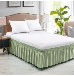 Solid Color Stretchy Wrap Bed Skirt with Ruffle Lace