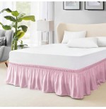 Solid Color Stretchy Wrap Bed Skirt with Ruffle Lace