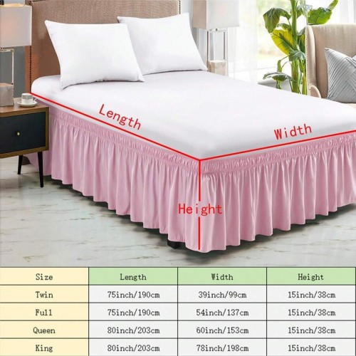Solid Color Stretchy Wrap Bed Skirt with Ruffle Lace