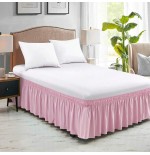 Solid Color Stretchy Wrap Bed Skirt with Ruffle Lace