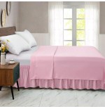 Solid Color Stretchy Wrap Bed Skirt with Ruffle Lace