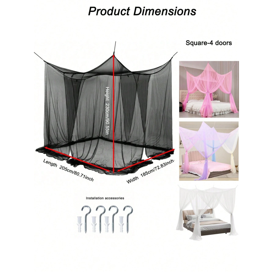 Single Door Dome Mosquito Net Canopy with Lace Bed Cover