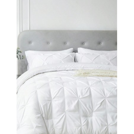 Queen Pinched Pleat Comforter Set - 7-Piece All-Season Bedding