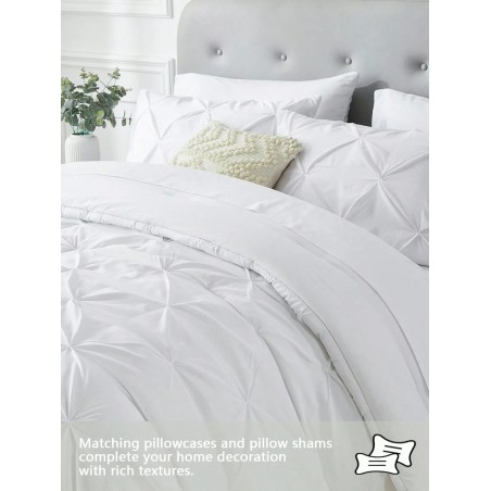 Queen Pinched Pleat Comforter Set - 7-Piece All-Season Bedding