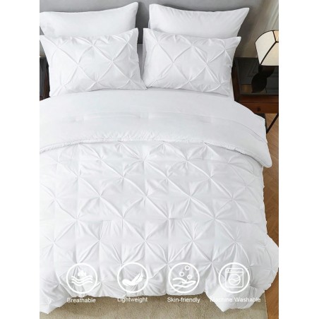 Queen Pinched Pleat Comforter Set - 7-Piece All-Season Bedding