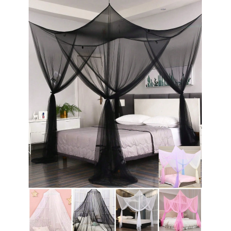 Single Door Dome Mosquito Net Canopy with Lace Bed Cover