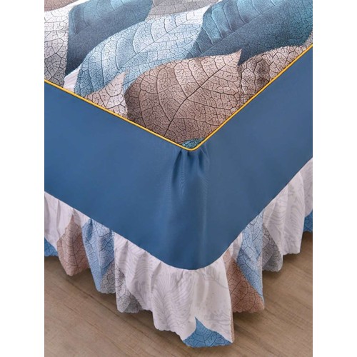 Korean Winter Bedding Set - Brushed Reactive Print Bed Skirt