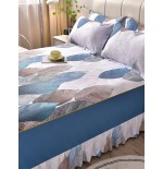 Korean Winter Bedding Set - Brushed Reactive Print Bed Skirt