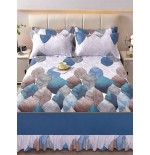 Korean Winter Bedding Set - Brushed Reactive Print Bed Skirt