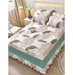 Korean Winter Bedding Set - Brushed Reactive Print Bed Skirt