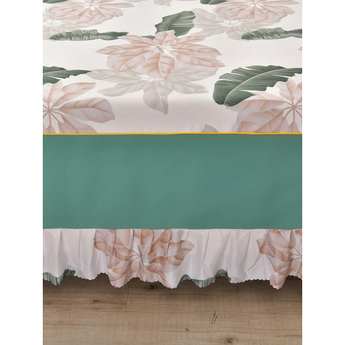 Korean Winter Bedding Set - Brushed Reactive Print Bed Skirt