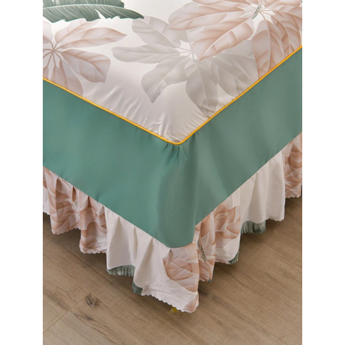 Korean Winter Bedding Set - Brushed Reactive Print Bed Skirt