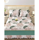 Korean Winter Bedding Set - Brushed Reactive Print Bed Skirt