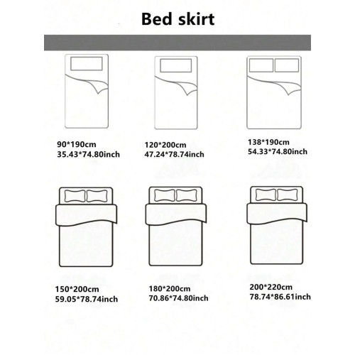 Korean Winter Bedding Set - Brushed Reactive Print Bed Skirt
