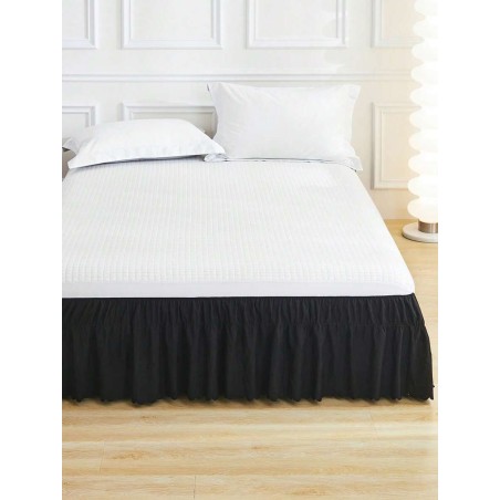 Black Ruffled Bed Skirt - Vintage Farmhouse Microfiber Bedding