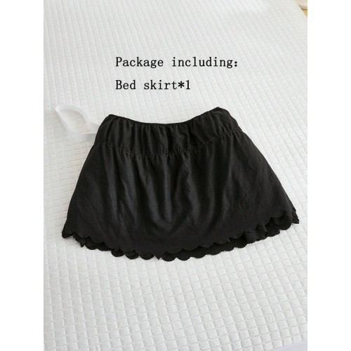 Black Ruffled Bed Skirt - Vintage Farmhouse Microfiber Bedding