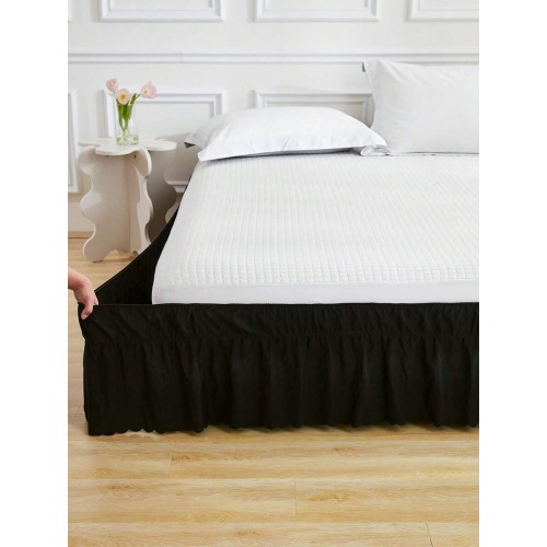 Black Ruffled Bed Skirt - Vintage Farmhouse Microfiber Bedding