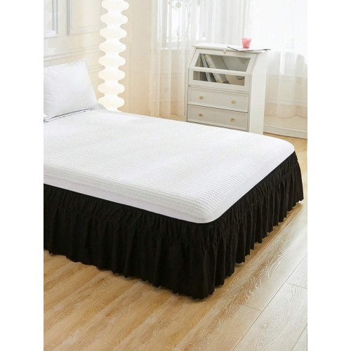 Black Ruffled Bed Skirt - Vintage Farmhouse Microfiber Bedding