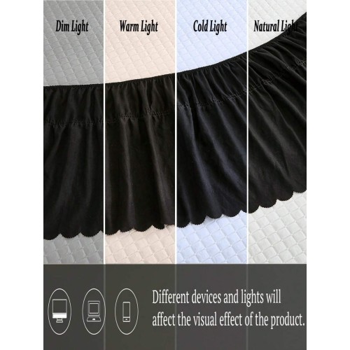 Black Ruffled Bed Skirt - Vintage Farmhouse Microfiber Bedding