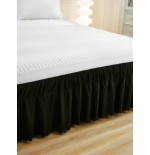 Black Ruffled Bed Skirt - Vintage Farmhouse Microfiber Bedding