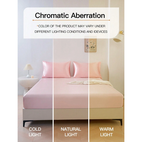 Light Pink Silky Satin Fitted Sheet - Deep Pocket 15-17"