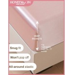 Light Pink Silky Satin Fitted Sheet - Deep Pocket 15-17"