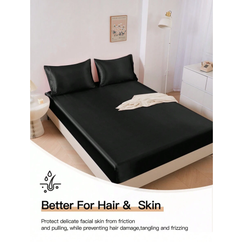 Light Pink Silky Satin Fitted Sheet - Deep Pocket 15-17"