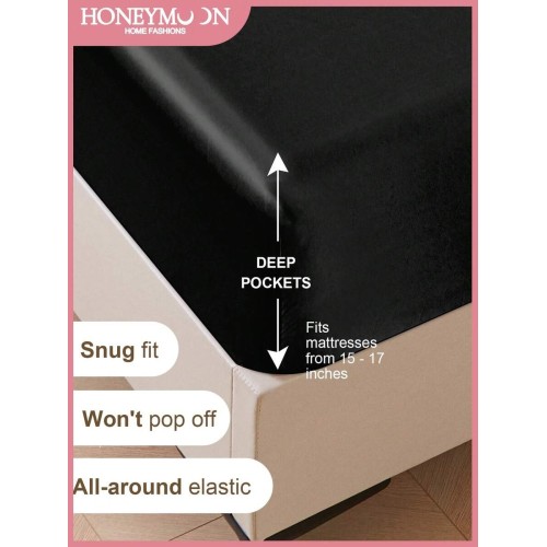 Light Pink Silky Satin Fitted Sheet - Deep Pocket 15-17"