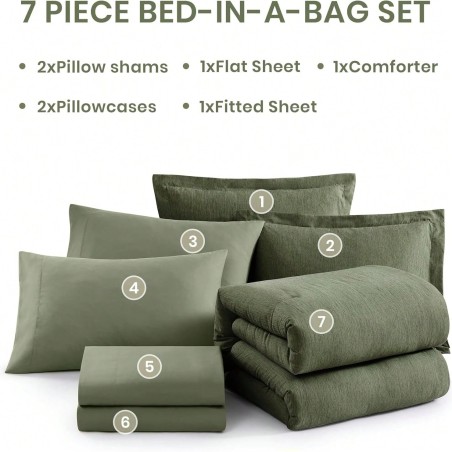 Melex Reversible 7-Piece Comforter Set | Bed in a Bag