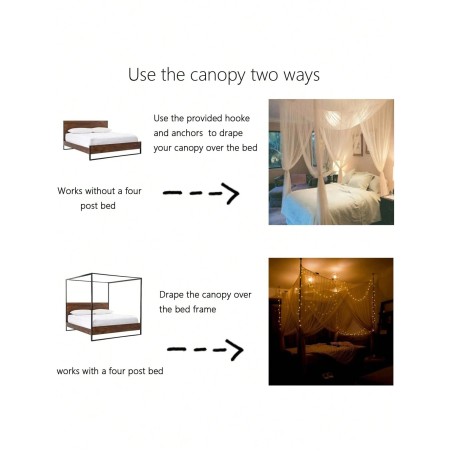 White 4-Door Mosquito Net for Double Bed | Summer Home Canopy