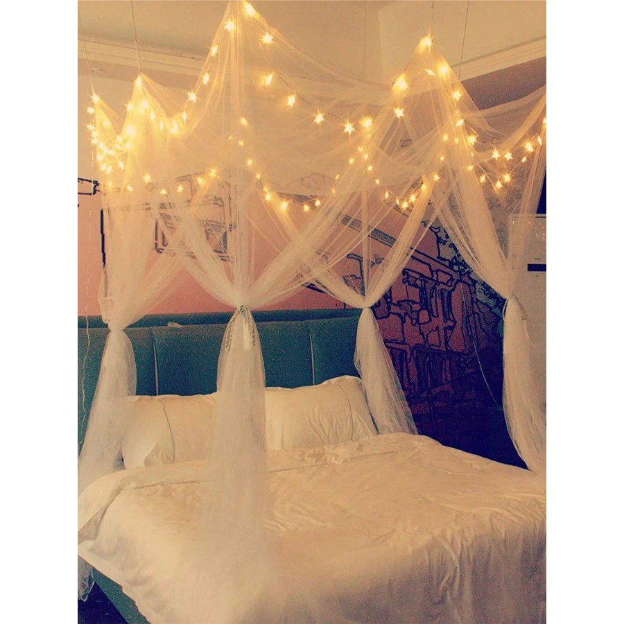 White 4-Door Mosquito Net for Double Bed | Summer Home Canopy